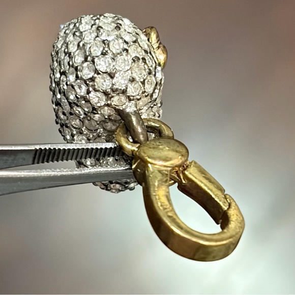 Juicy Couture Logo Signature Crystals Gold Tone Puffed Pave Heart Charm Vintage - Picture 8 of 12